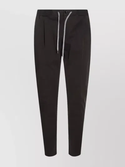 Pt Torino Elastic Waist Trousers With Pockets In Brown