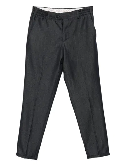 Pt Torino Elastic-waistband Cotton Trousers In Black