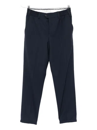 Pt Torino Elastic-waistband Pinstripe Trousers In Blue