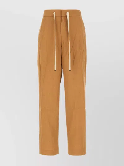 Pt Torino Elastic Waistband Relaxed Fit Side Pockets In Brown
