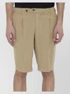 Pt Torino Elasticated Bermuda Shorts With Rear Flap Pockets In Neutral