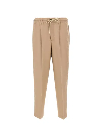 Pt Torino Elasticated Drawstring Trousers In Brown