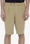 Pt Torino Elasticated Bermuda Shorts With Rear Flap Pockets In Beige