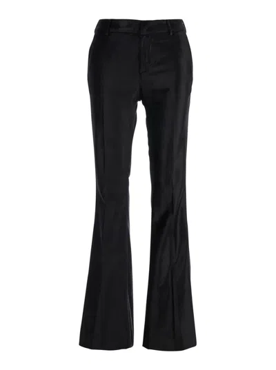 Pt Torino Elsa Pant Tretch Stretch Fluid Velvet In Black