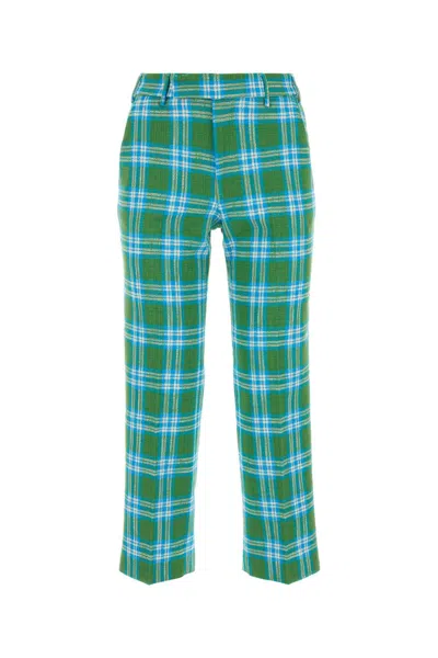 Pt Torino Green Embroidered Cotton Blend Pant