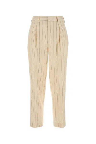 Pt Torino Embroidered Linen Blend Pant In Stripped