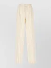 Pt Torino Ivory Linen And Cotton Palazzo Pants With Striped Pattern