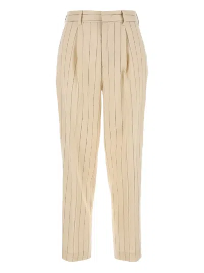 Pt Torino Embroidered Linen Blend Pant In Neutral