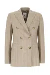 Pt Torino Embroidered Stretch Wool Blazer In Neutral