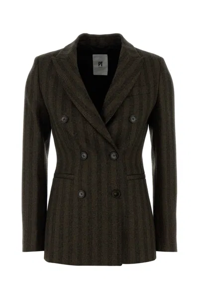 PT TORINO EMBROIDERED STRETCH WOOL BLAZER