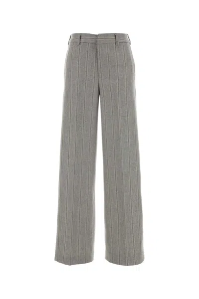 Pt Torino Embroidered Stretch Wool Blend Lorenza Palazzo Pant In Gray