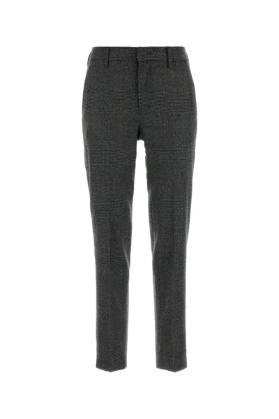 Pt Torino Embroidered Stretch Wool-blend Checked Pant In Gray