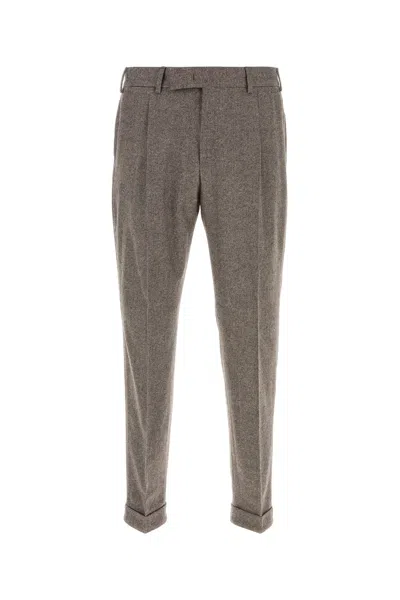 Pt Torino Embroidered Stretch Wool Blend Rebel Pant In Brown