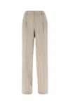 Pt Torino Wool Pants With Embroidered Pleats And Pockets In Neutral