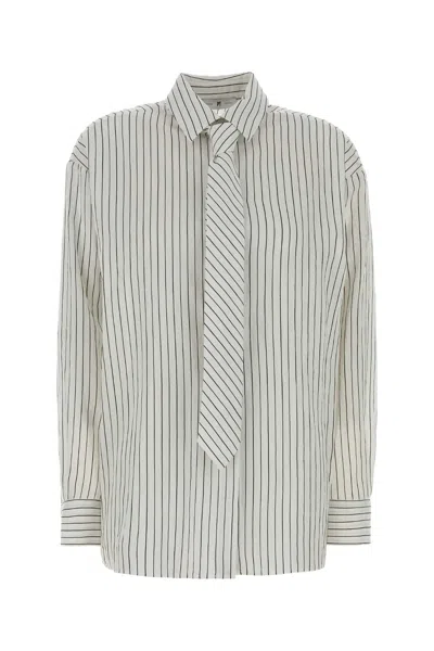 Pt Torino Embroidered Viscose-blend Striped Shirt In Stripped