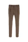 Pt Torino Wool Trousers With Embroidery And Pleats In Brown