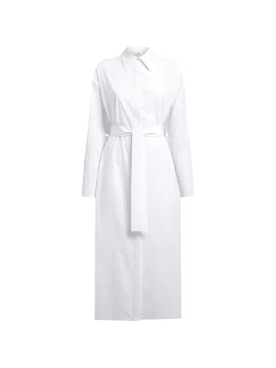 Pt Torino Emilia Belted Shirt Midi Dress In White
