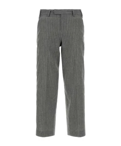 Pt Torino Striped Straight-leg Casual Pants In Black