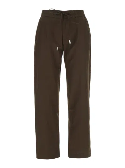 PT TORINO 'ERIKA' BROWN PANTS WITH ELASTIC WAIST