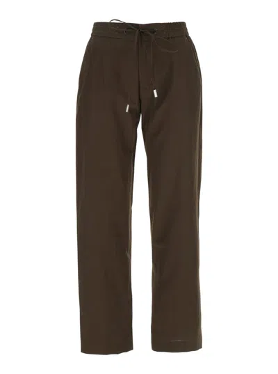 PT TORINO 'ERIKA' BROWN PANTS WITH ELASTIC WAIST IN COTTON WOMAN