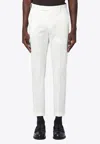 Pt Torino Refined Cotton Twill White Trousers With Detailing