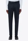 Pt Torino Rebel Navy Virgin Wool Trousers In Blue