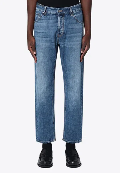 Pt Torino Faded Straight-leg Jeans In Blue