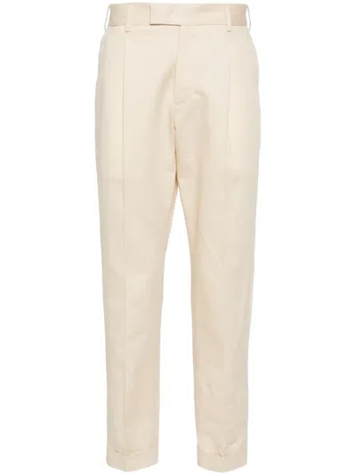 Pt Torino Virgin Wool Straight Tailored Trousers Belt Loops In Neutral