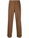 Pt Torino Feather-detail Tailored Trousers In Brown