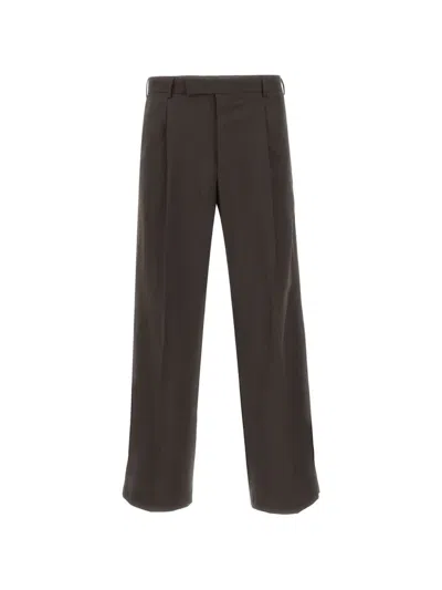 Pt Torino Fifteen Virgin Wool Tailored Trousers In Brown