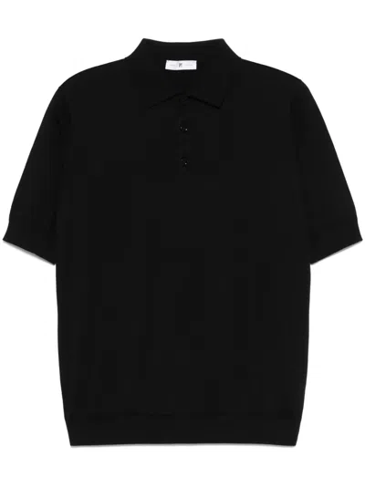 Pt Torino Fine-knit Polo Shirt In Black