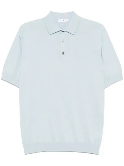 Pt Torino Fine-knit Polo Shirt In Blue
