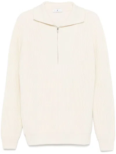 Pt Torino Fisherman's Knit Sweater In White