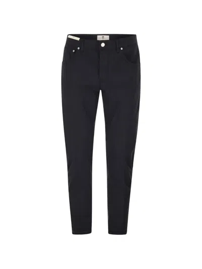 Pt Torino Five-pocket Trousers In Stretch Cotton In Black