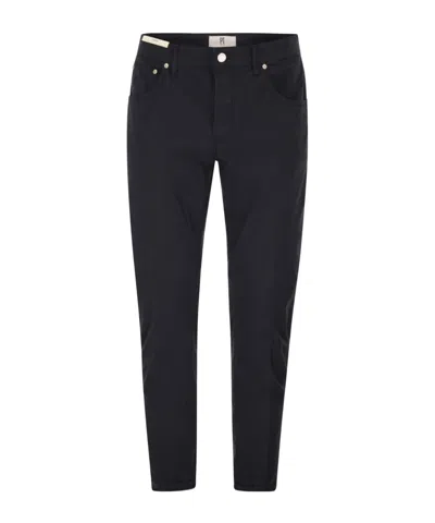 Pt Torino Five-pocket Trousers In Stretch Cotton In Black
