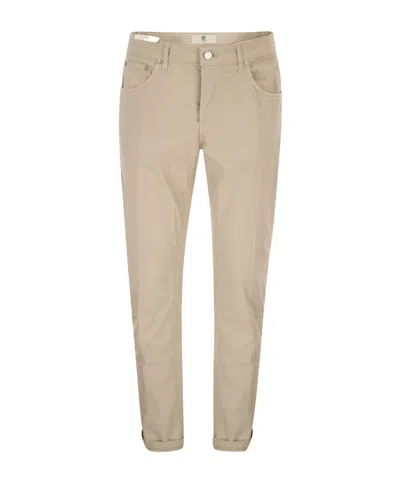 Pt Torino Five-pocket Trousers In Stretch Cotton In Nude