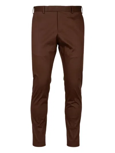 Pt Torino Flat-front Trousers In Brown