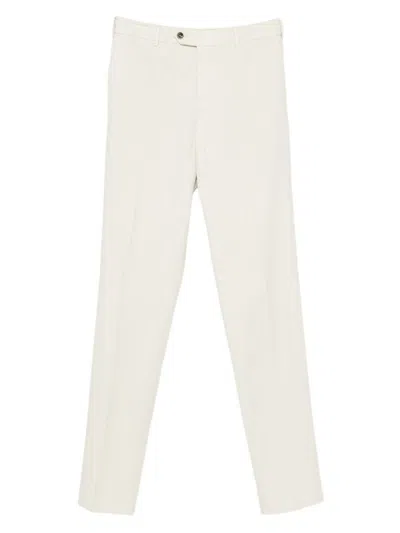 Pt Torino Flat Front Trousers With Button Fly In Neutral