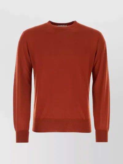 Pt Torino Foldable Cuffs Virgin Wool Sweater In Red