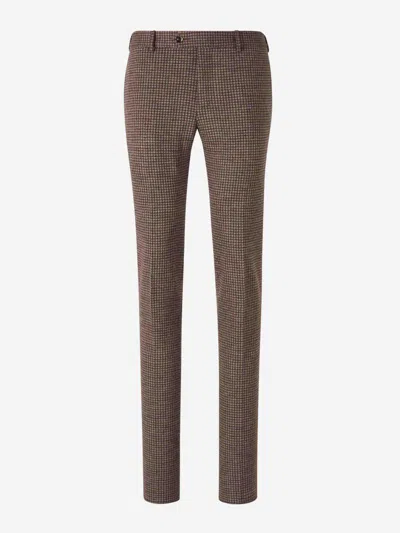 Pt Torino Houndstooth Cropped Tailored Trousers In Beige