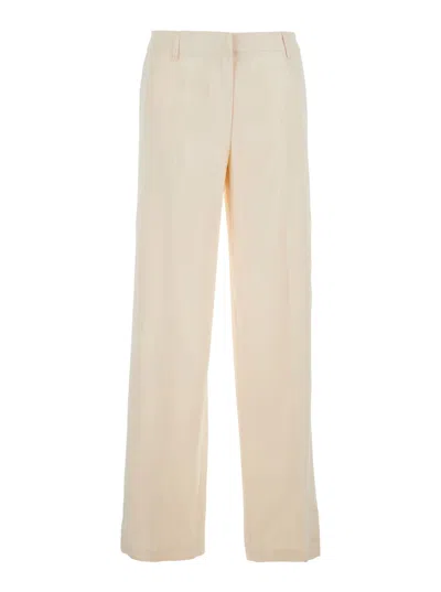Pt Torino Francoise Fluid Cotton And Viscose Voile Pants In White