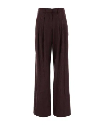 Pt Torino Grape Stretch Wool Blend Wide-leg Pant In Brown