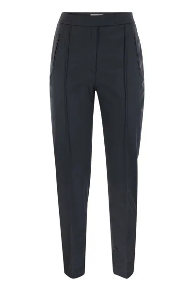 Pt Torino Frida - Cotton And Silk Trousers With Pleat In Blue