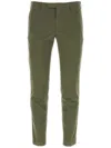 Pt Torino Olive Green Stretch Cotton Pant In Green