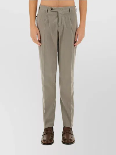Pt Torino Gabardine Trousers With Back And Side Pockets In Grey