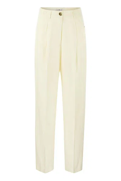 Pt Torino Gabrielle - Viscose And Linen Trousers In White