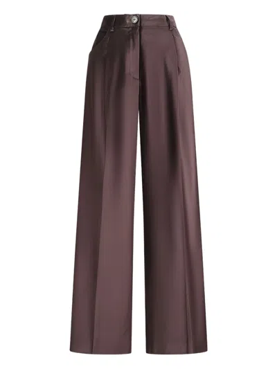 Pt Torino Gabrielle Pleated Velvet Trousers In Purple
