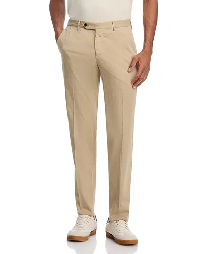 Pt Torino Garment-dyed Silkochino Slim Fit Pants In Neutral