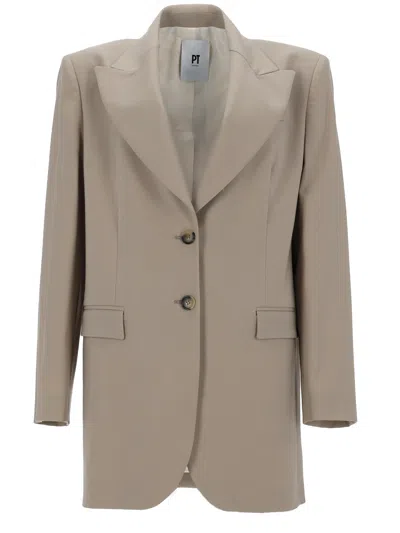 Pt Torino Victoria Peak-lapel Single-breasted Blazer In Neutral