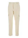 Pt Torino White Pants With Cargo Pockets In Cotton And Linen Blend Woman In White